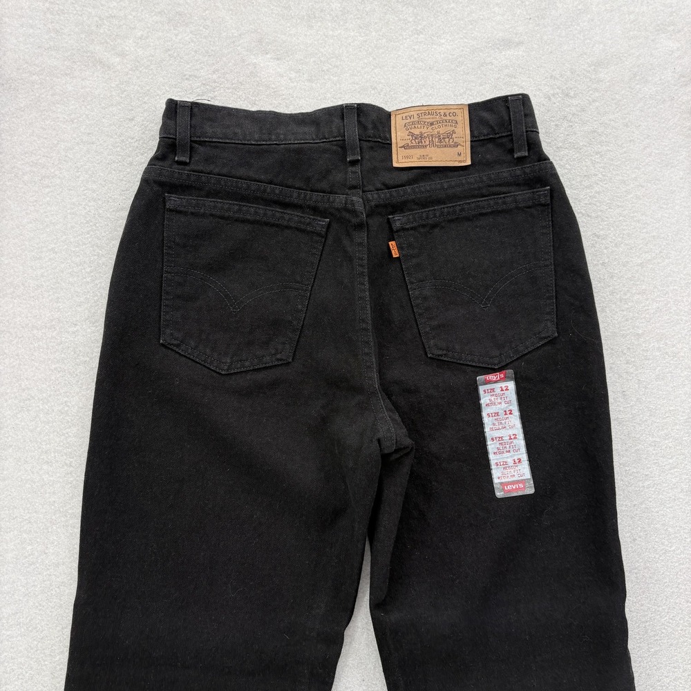 Vintage Levis 912 Jeans Womens 12 Black Slim Fit Tapered Leg Orange Tab Made USA